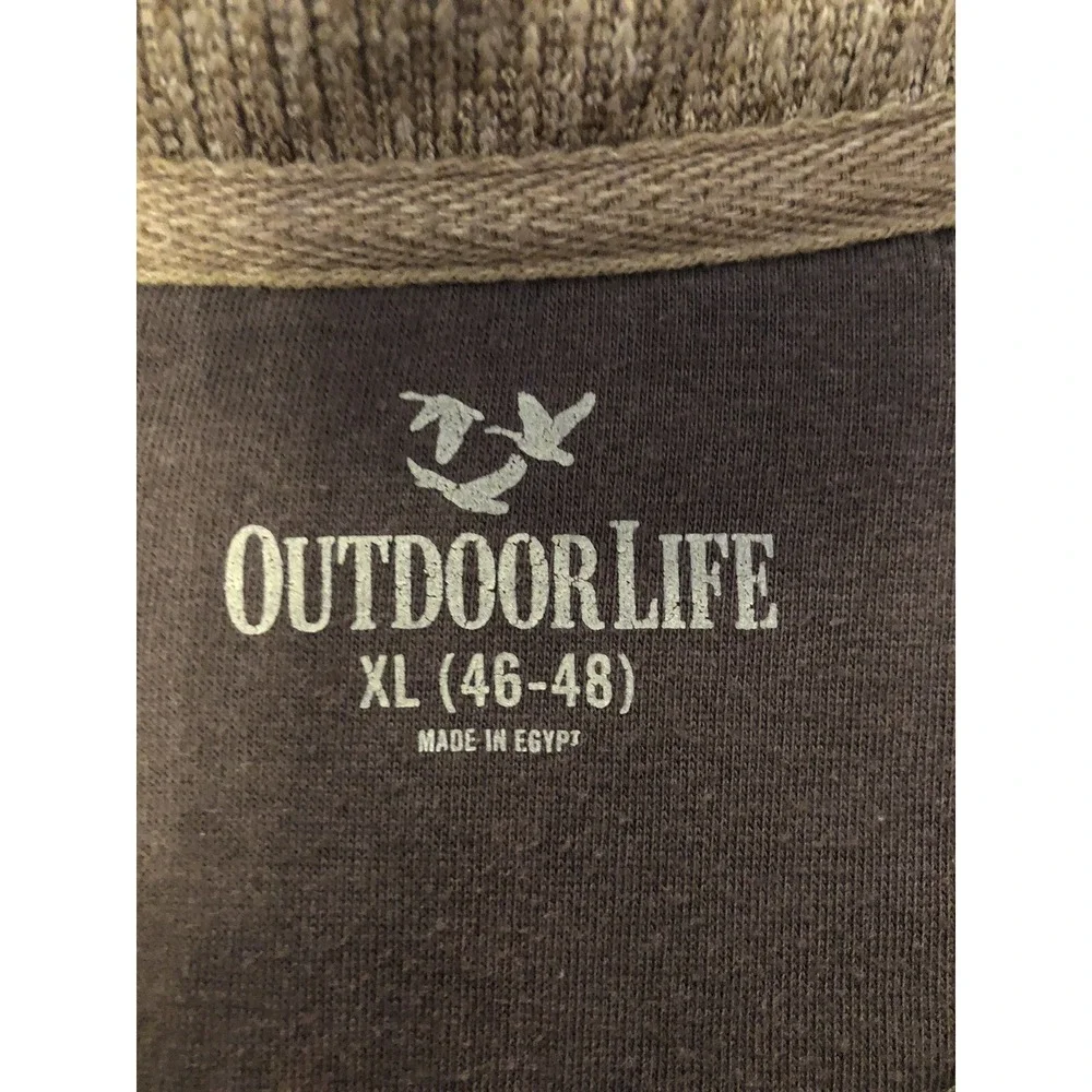 Outdoor Life Mens Sweater XL(46-48)‎ Heather Brown Half-Zip Pullover w Pocket